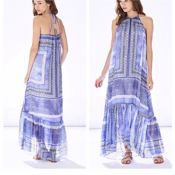 Parker‎ Cabo Dress in Olympos Blue Silk Resortwear Elegant Luxurious Size Large - Picture 1 of 11